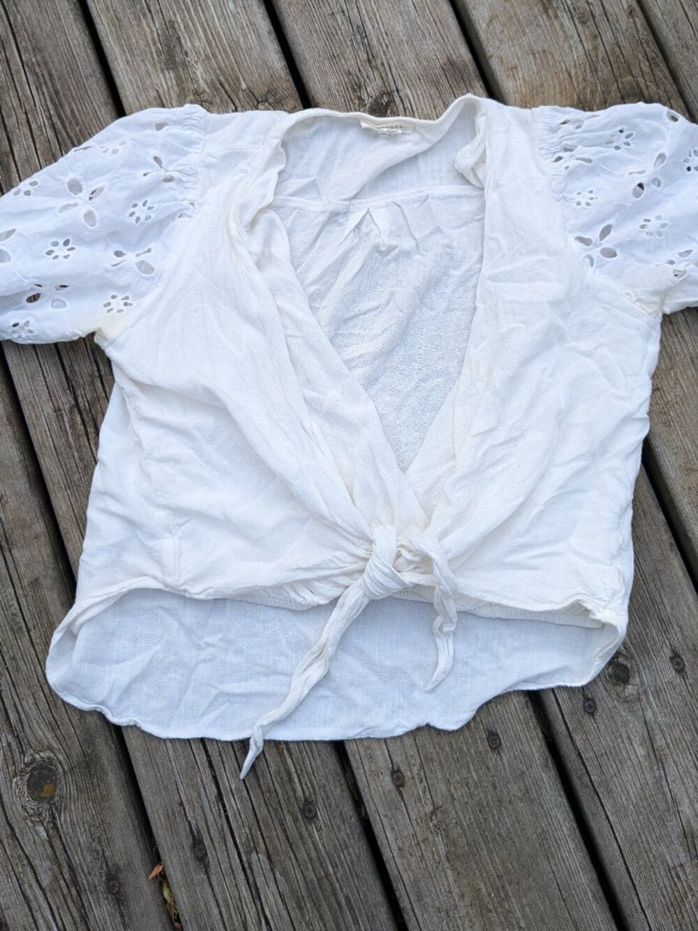 Blu Pepper White Cotton Women's Medium Blouse